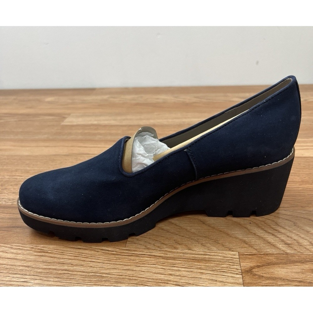 Vionic Willa Wedge Navy Blue‎ Suede Women's Size 8.5 WIDE NEW - Picture 4 of 11